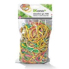 Elastici Ikona in busta – colori e misure assortite – confezione 100 gr