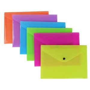 Busta trasparente A6 con bottone – colori assortiti
